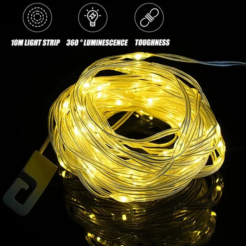 Solar 10M RGB LED Camping String Light with Flashlight Hook Solar Camping String Light HIP