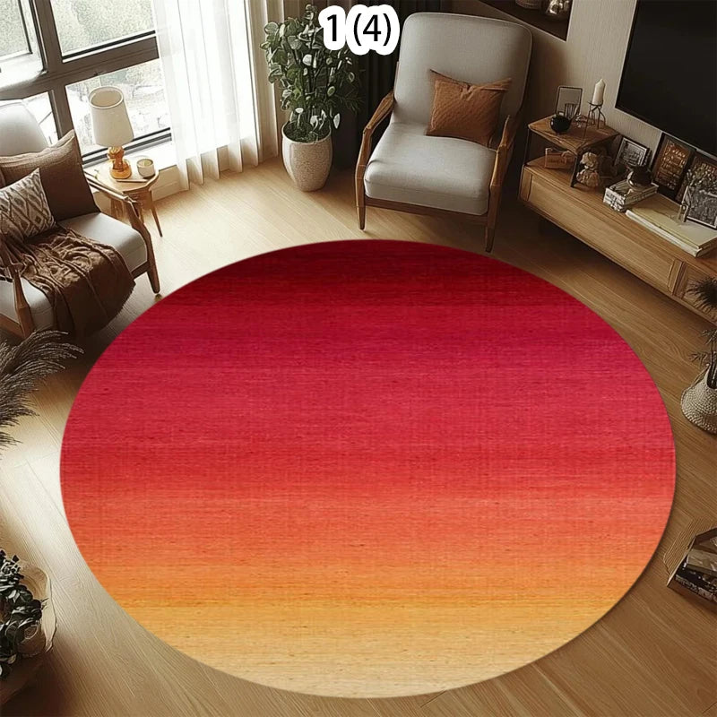 Rainbow Gradient Round Rug – Ombre Non-Slip Boho Floor Mat Round Area Rug HIP