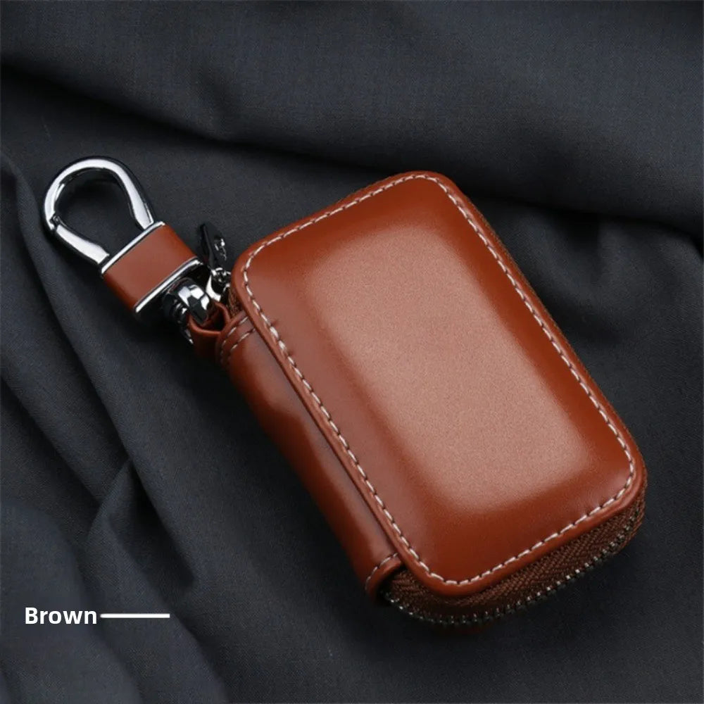Leather Key Wallet Pouch – Zipper Key Holder for Men & Women Leather Key Wallet HIP