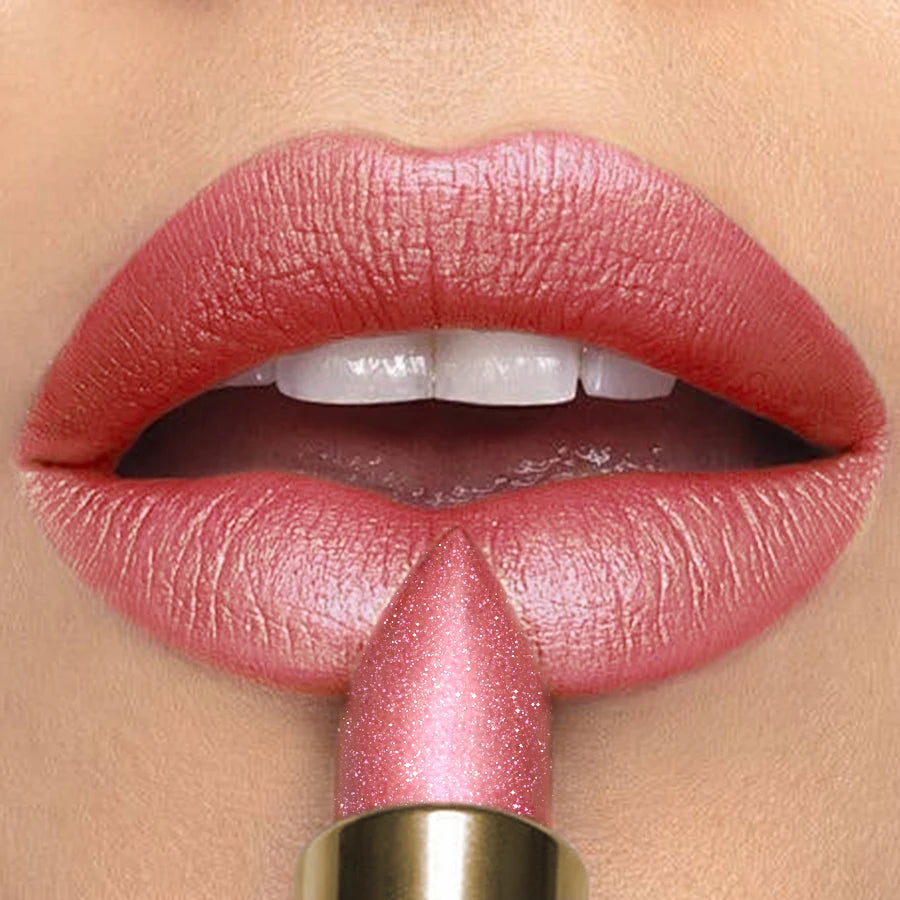 16 Colors 1PC Metallic Glitter Shiny Lipstick Lip Tint, Waterproof Senior Matte Lip Makeup Gifts for Women Cosmetic Lip Glaze HIP 103