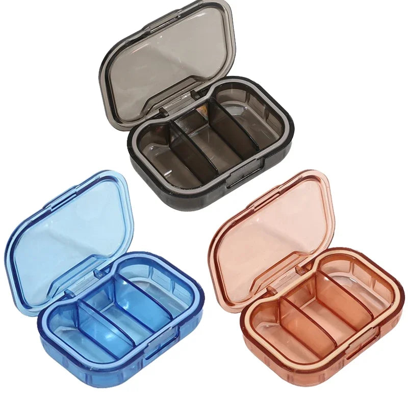 Portable 3-Compartment Mini Pill Organizer – Transparent Box Pill Organizer Box HIP