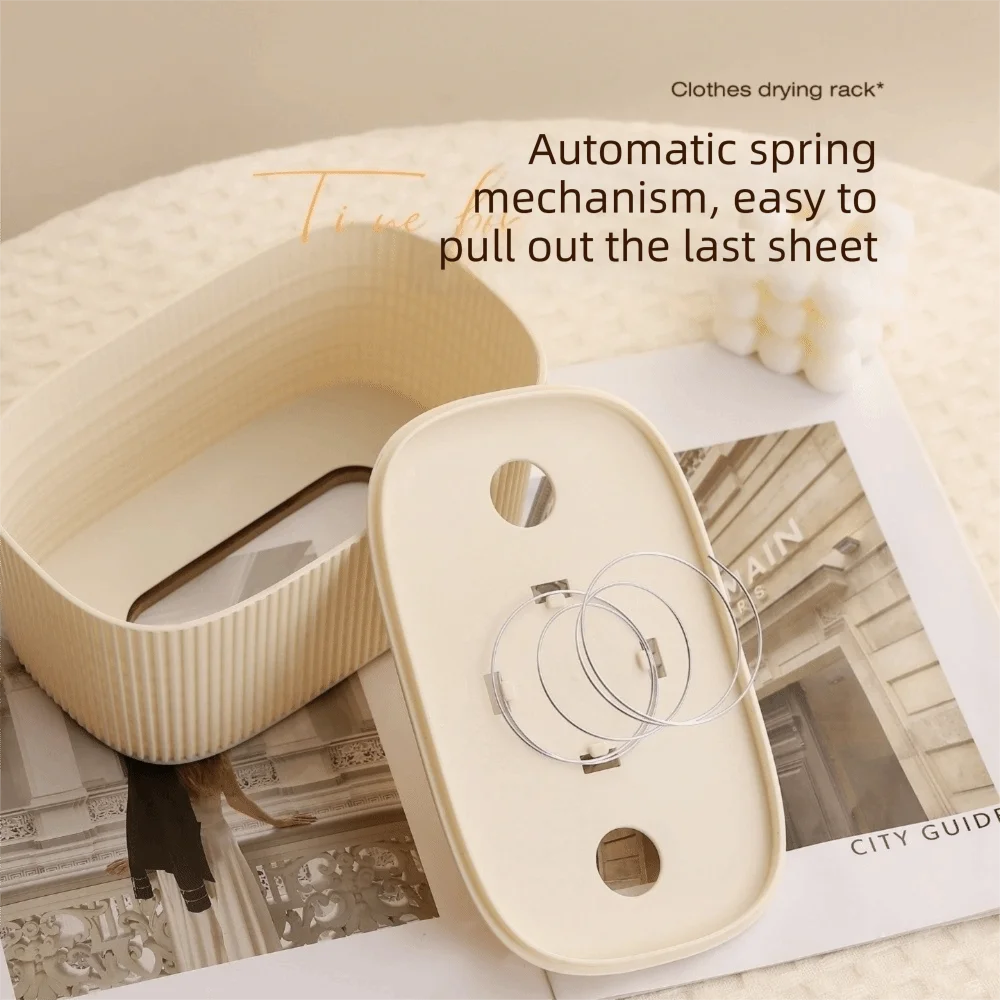 Auto-Lift Spring Tissue Box Dispenser | Stripe Lid, Space-Saving Tissue Box Dispenser HIP