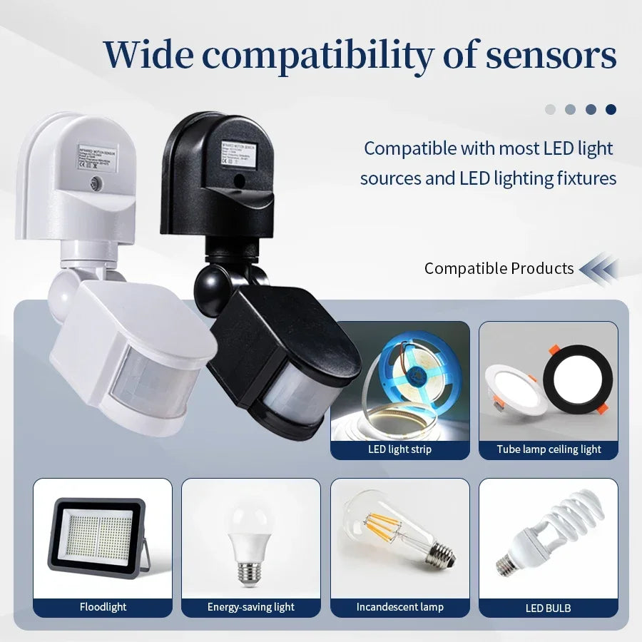 Motion Sensor Light Switch Automatic Infrared PIR Movement Detector Wall Mount Indoor Outdoor Sensor Timer Switch AC220V AC110V HIP