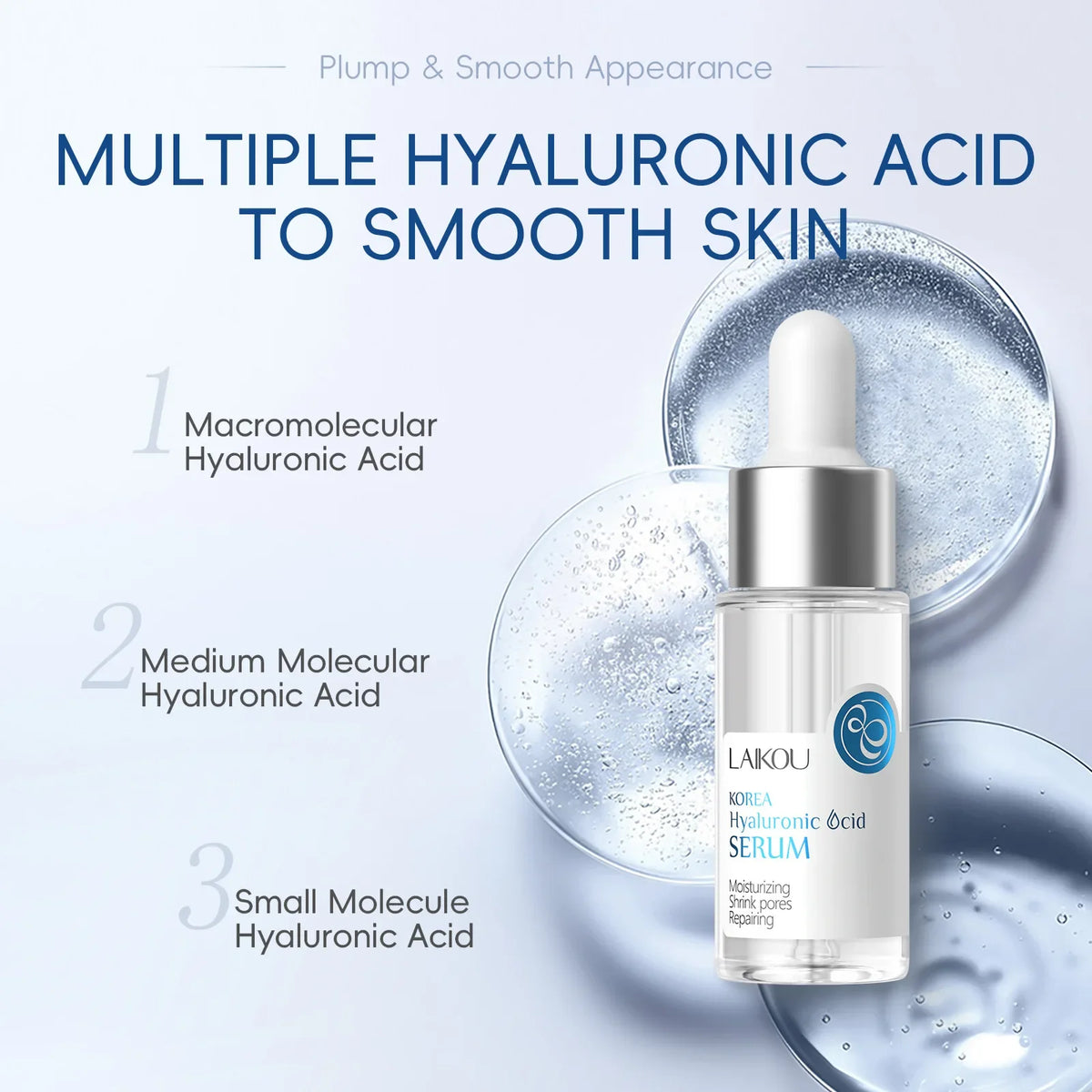 LAIKOU Hyaluronic Acid Face Serum – Hydrate, Firm & Brighten Hyaluronic Acid Serum HIP