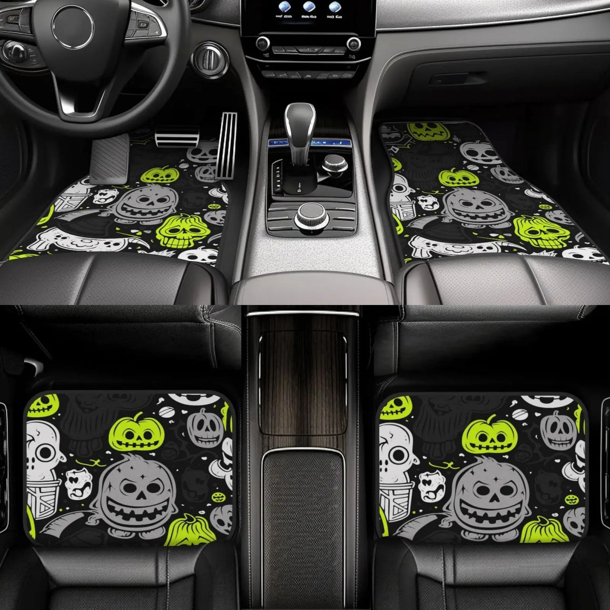 Halloween Car Floor Mats – Green & Black Set of 4 Sedans Car Floor Mats HIP