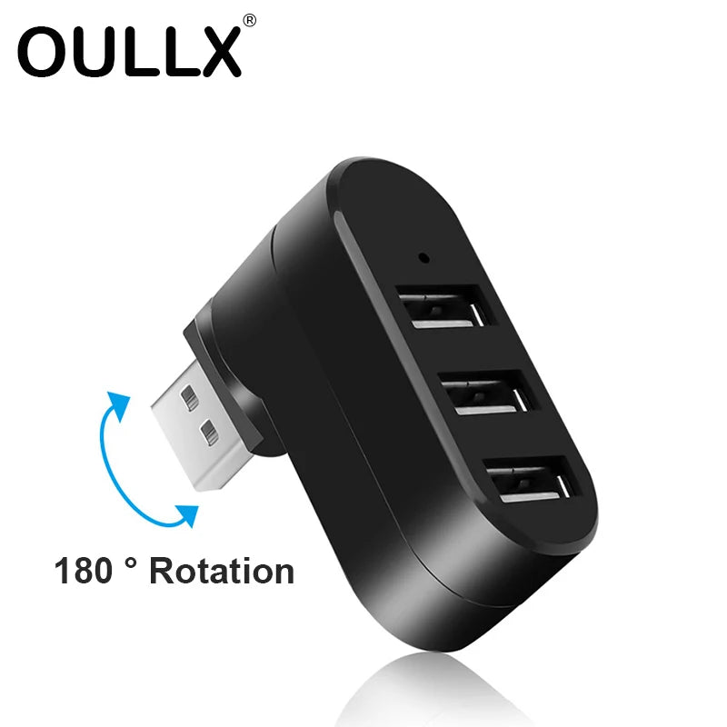OULLX USB 3.0 Hub – 3-Port 180° Rotating Mini Splitter Adapter USB Hub Adapter HIP