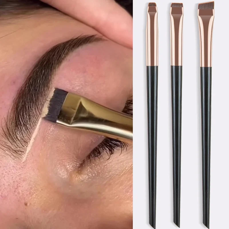 3-Piece Eyeliner & Eyebrow Brush Set – Flat Blade Makeup Brushes Eye Makeup Brush Set HIP