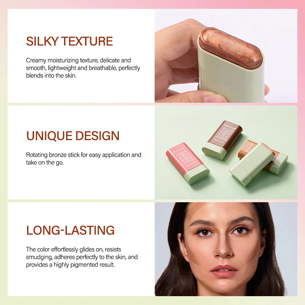 High Gloss Stick Face Brightening Rotary Small Gold Tube Concealer Pearl Gloss Dressing Stick Three Color Makeup Contour Correct HIP