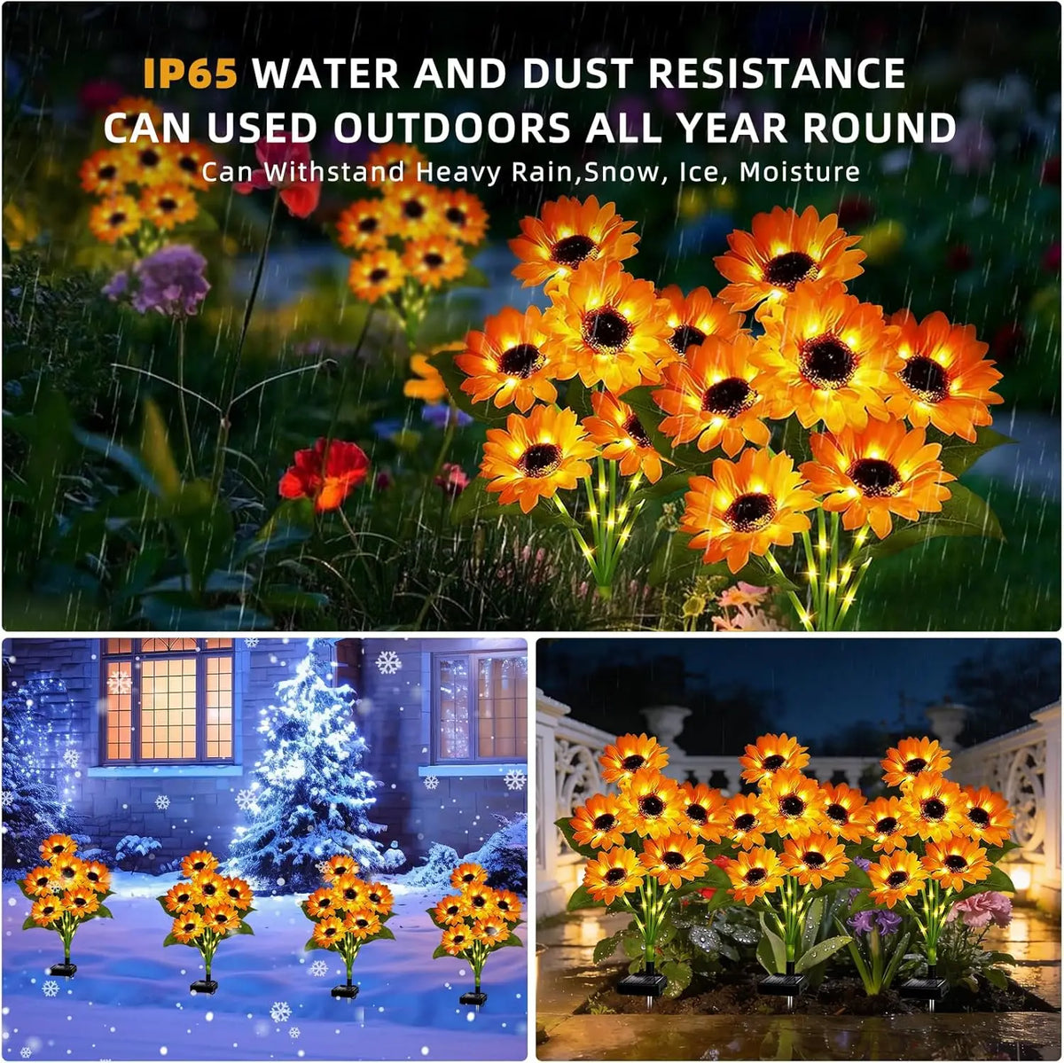 Solar Sunflower Garden Lights – IP65 Waterproof LED Lawn Decor Solar Garden Light HIP