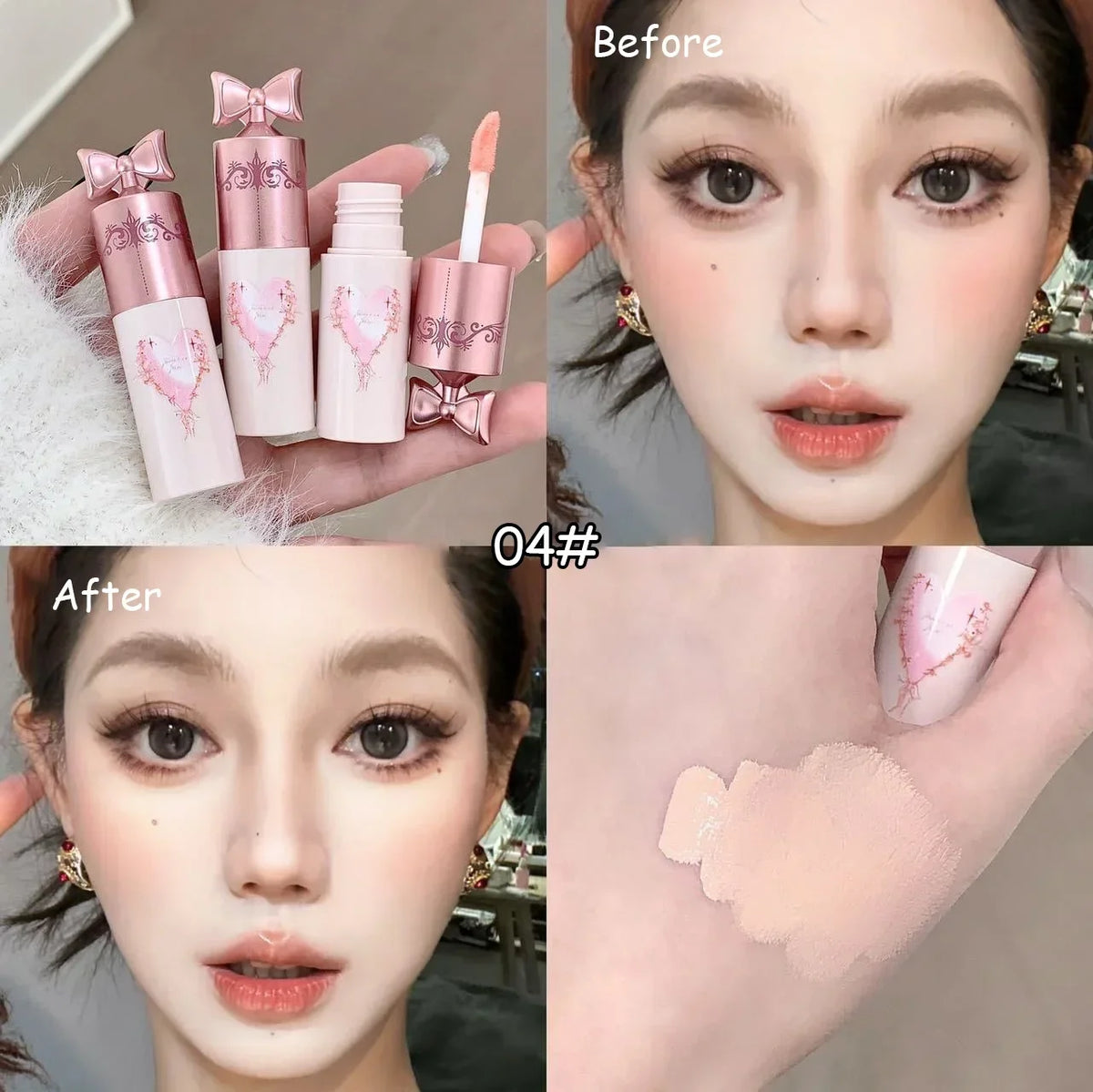 White Pink Liquid Brightening Concealer Matte Face Highlight Stick Cover Acne Spot Dark Circles Moisturizing Concealer Makeup HIP 04