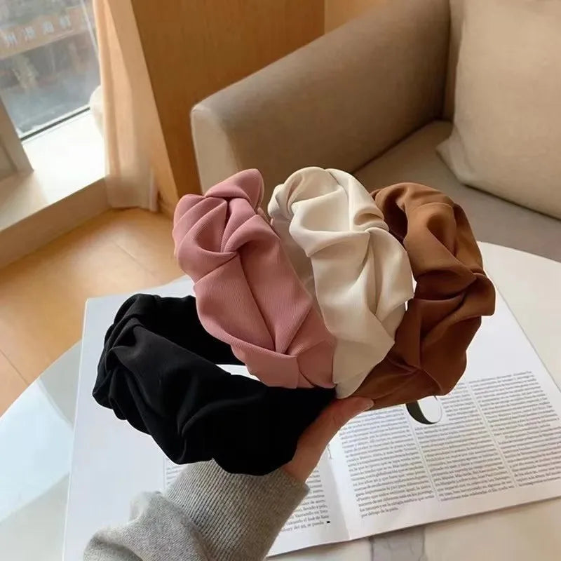Women's Solid Color Cotton Fold Hair Hoop Headband Fashion Headband HIP