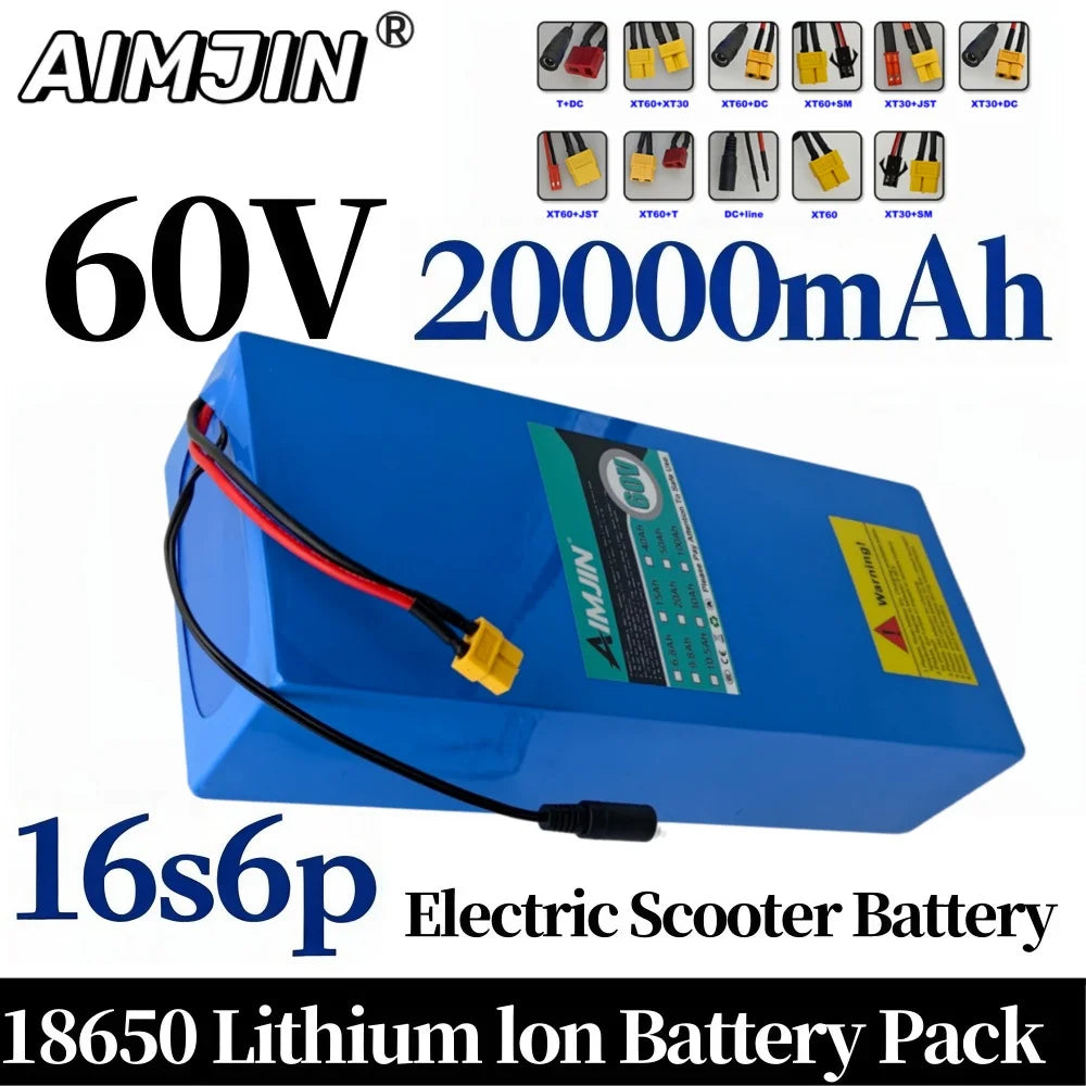 60V 20Ah 18650 Lithium Battery Pack 16S6P | Built-in BMS Lithium Battery Pack HIP