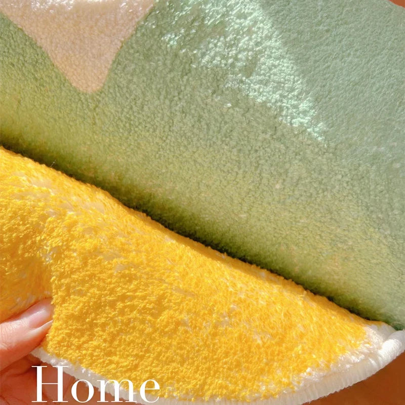 Soft Faux Cashmere Large Area Rug – Green Geometric Carpet Area Rug HIP