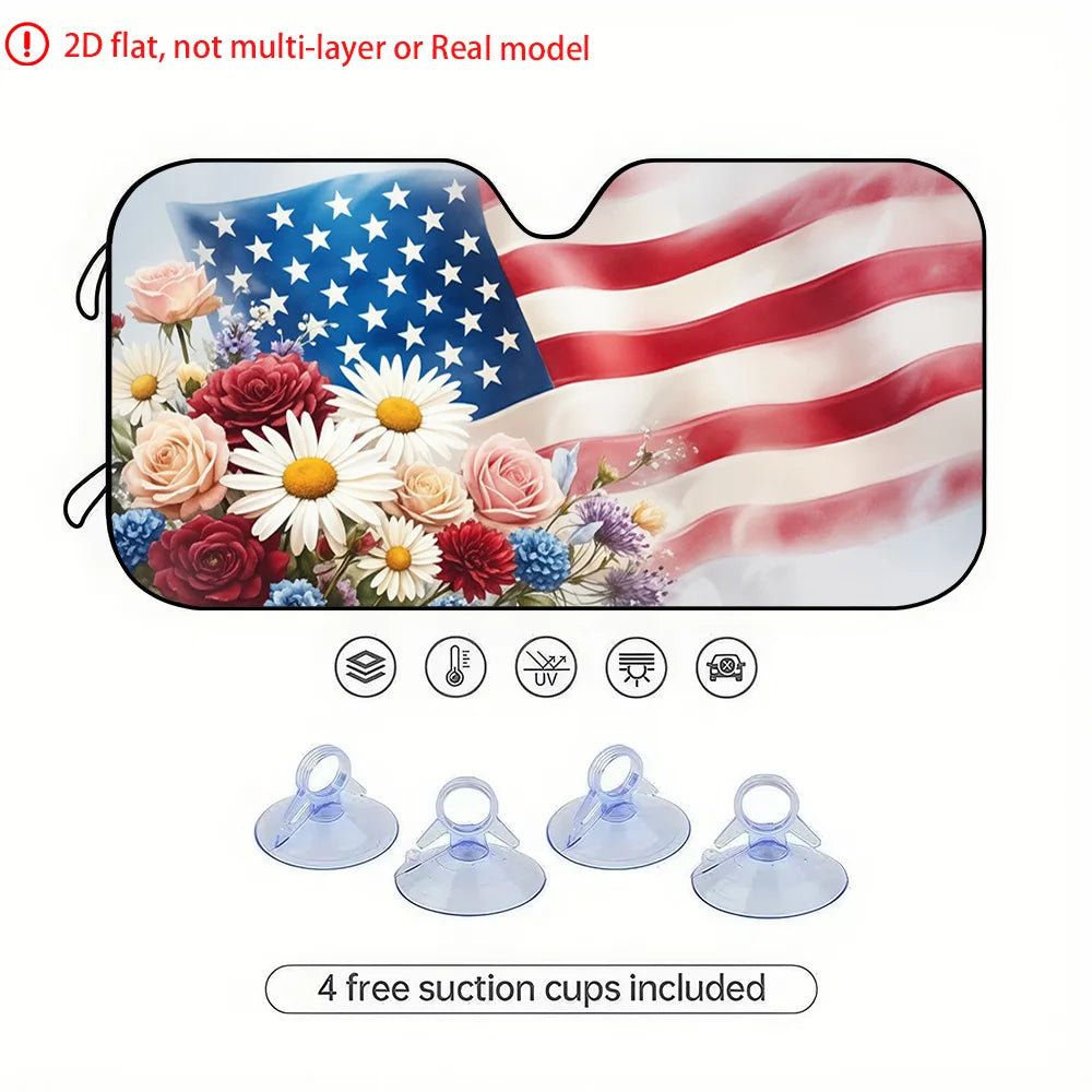 Floral American Flag Car Sun Visor – 250th Anniversary Car Sun Visor HIP