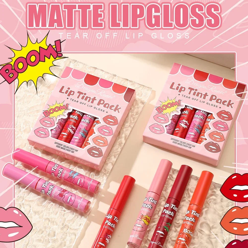 Dragon Ranee 6-Pc Tear-Off Lip Gloss Set – Matte & Waterproof Lip Gloss Set HIP