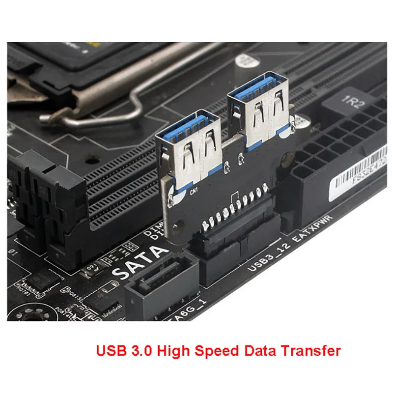 19-Pin 20-Pin to Dual USB-A Female Adapter – USB 3.0/3.1 USB Header Adapter HIP