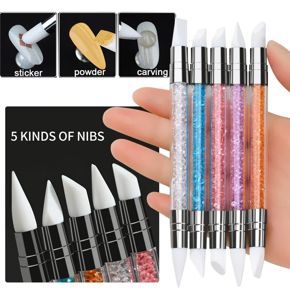 5-Pc Dual-Tip Silicone Nail Sculpture Pen Set – 3D Carving Nail Sculpture Pen HIP