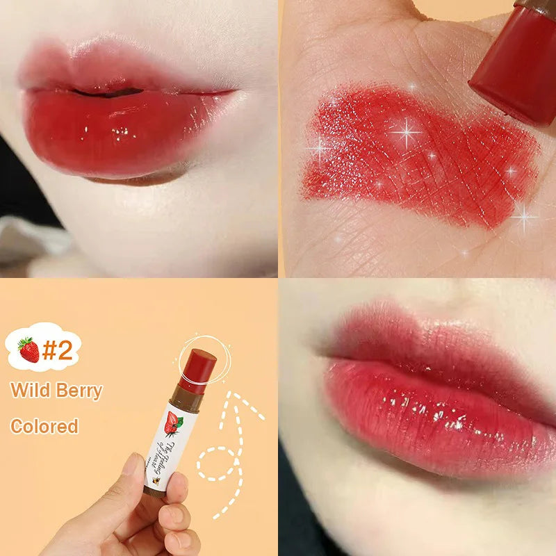 1Pc Fruity Lip Balm Moisturizing Lip Gloss Nature Nourishing Temperature Change Colors Lipstick Cute Jelly Tinted Lip Care Gifts HIP 03Wild Berry Colored