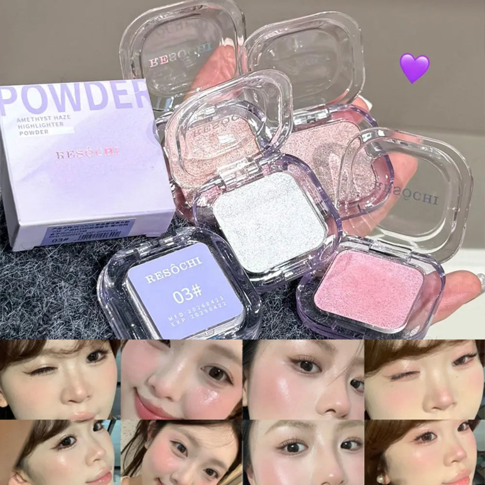 Highlighter Powder Palette Glitter Face Contour Brighten Makeup Shimmer Illuminate Eyeshadow Brightening Skin High Gloss Powder HIP