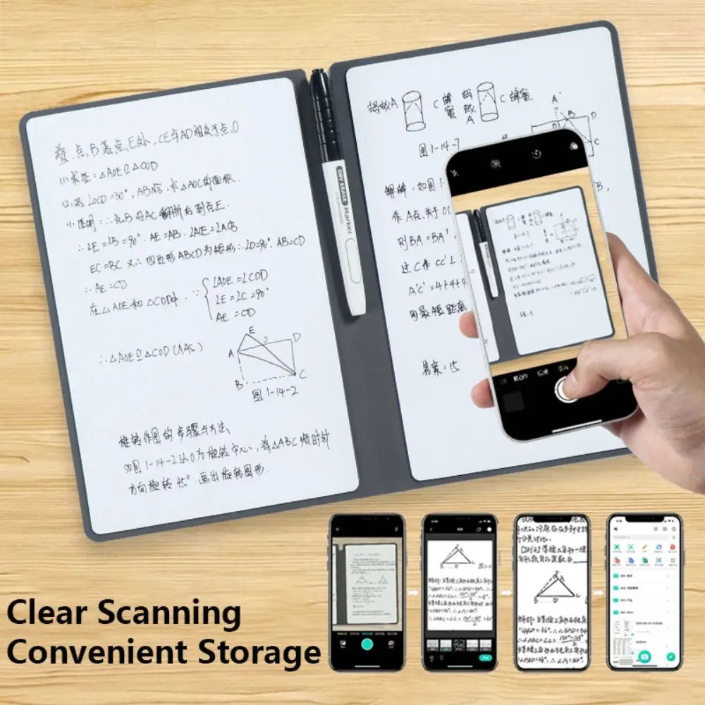 Reusable A5 Whiteboard Notebook with Pen & Eraser Cloth Reusable Whiteboard Notebook HIP