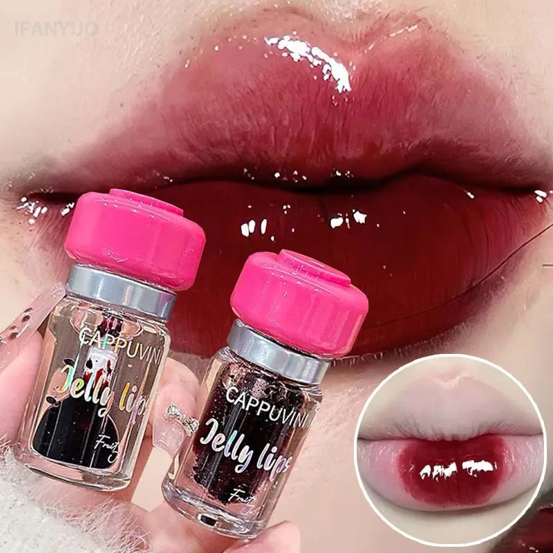 5Color Fruity Lip Tint Water Gloss Clear Tint Moisturizing Waterproof Liquid Lipstick Non-Stick High Pigment Long-Lasting Colors HIP