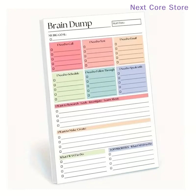 A5 Brain Dump Notebook – Undated To-Do List & Task Planner Planning Notebook HIP