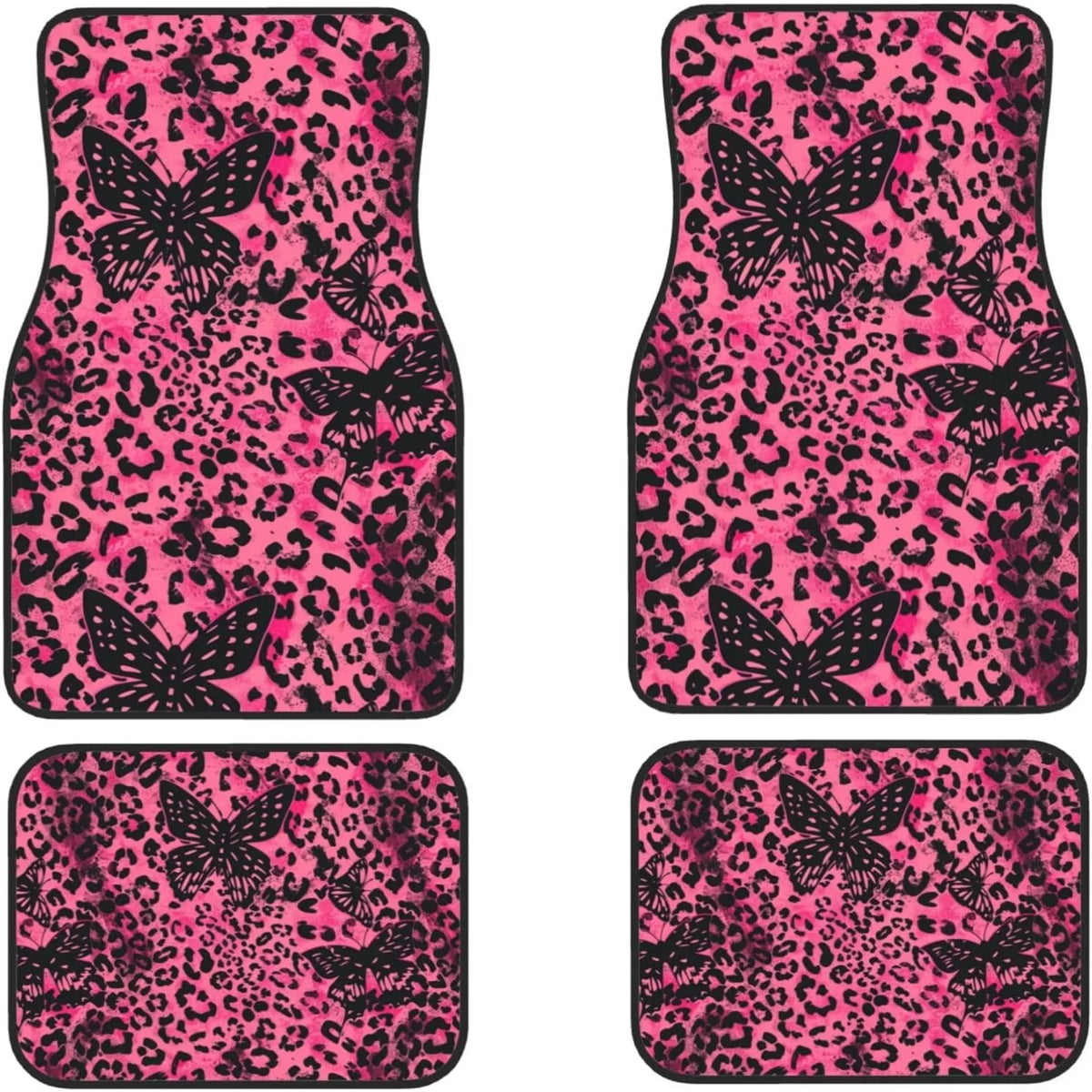 Leopard Butterfly Car Floor Mats – 4-Piece Universal Set Car Floor Mats HIP 1
