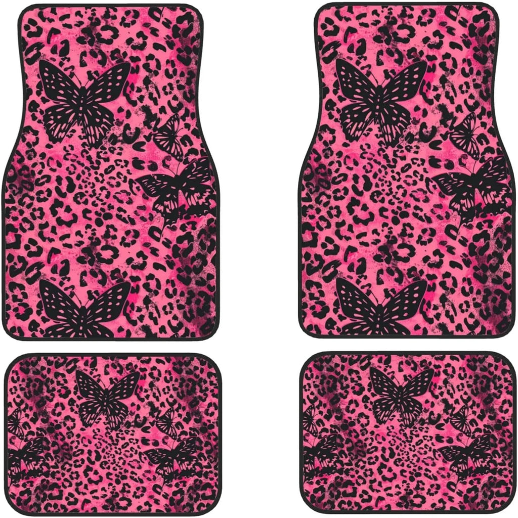 Leopard Butterfly Car Floor Mats – 4-Piece Universal Set Car Floor Mats HIP 1