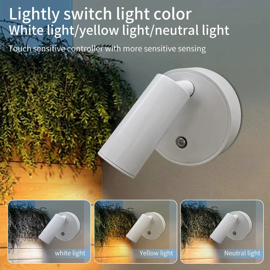 USB Rechargeable Magnetic LED Wall Lamp Reading Light With Touch Switch Dimmable Bedside Lamp Cordless Wall Lamp Spotlight HIP