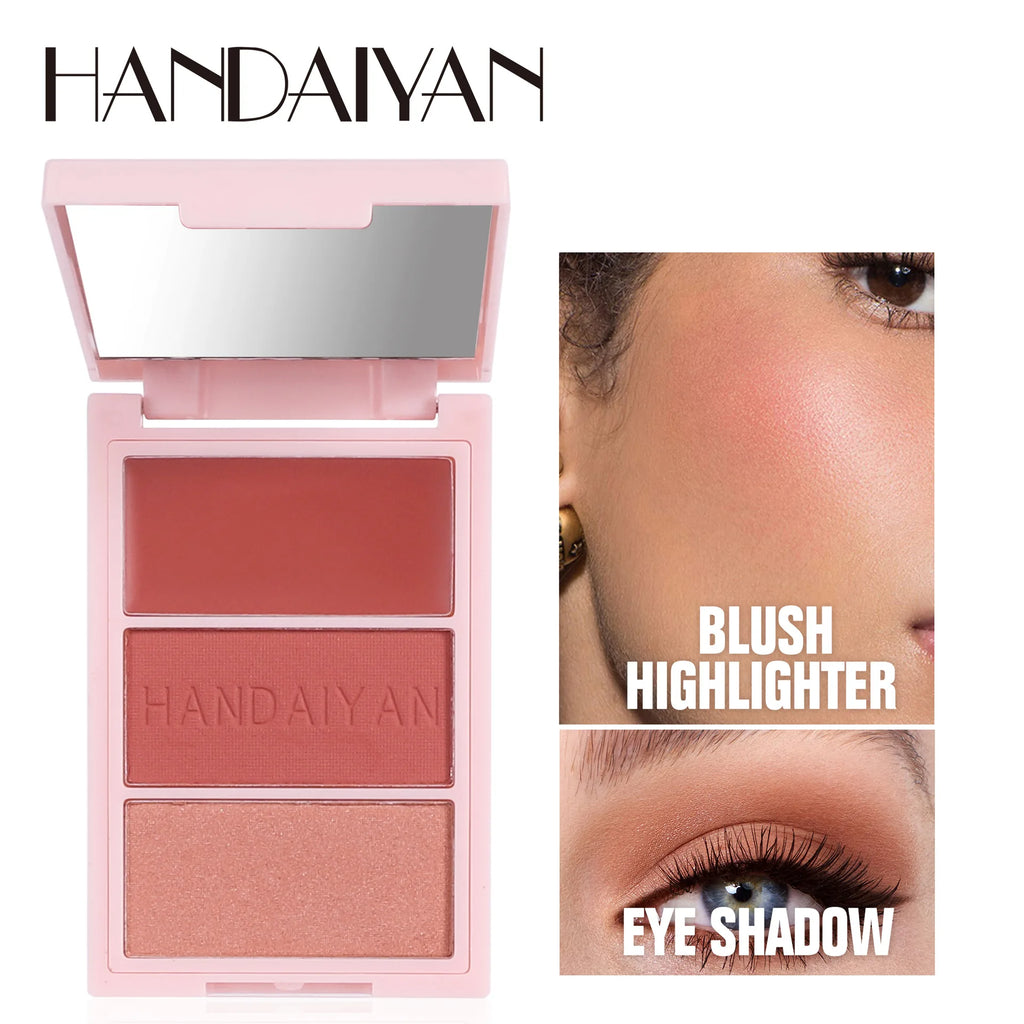Handaiyan 3-Color Blush Palette – Bronzer, Highlighter & Blush Blush Palette HIP