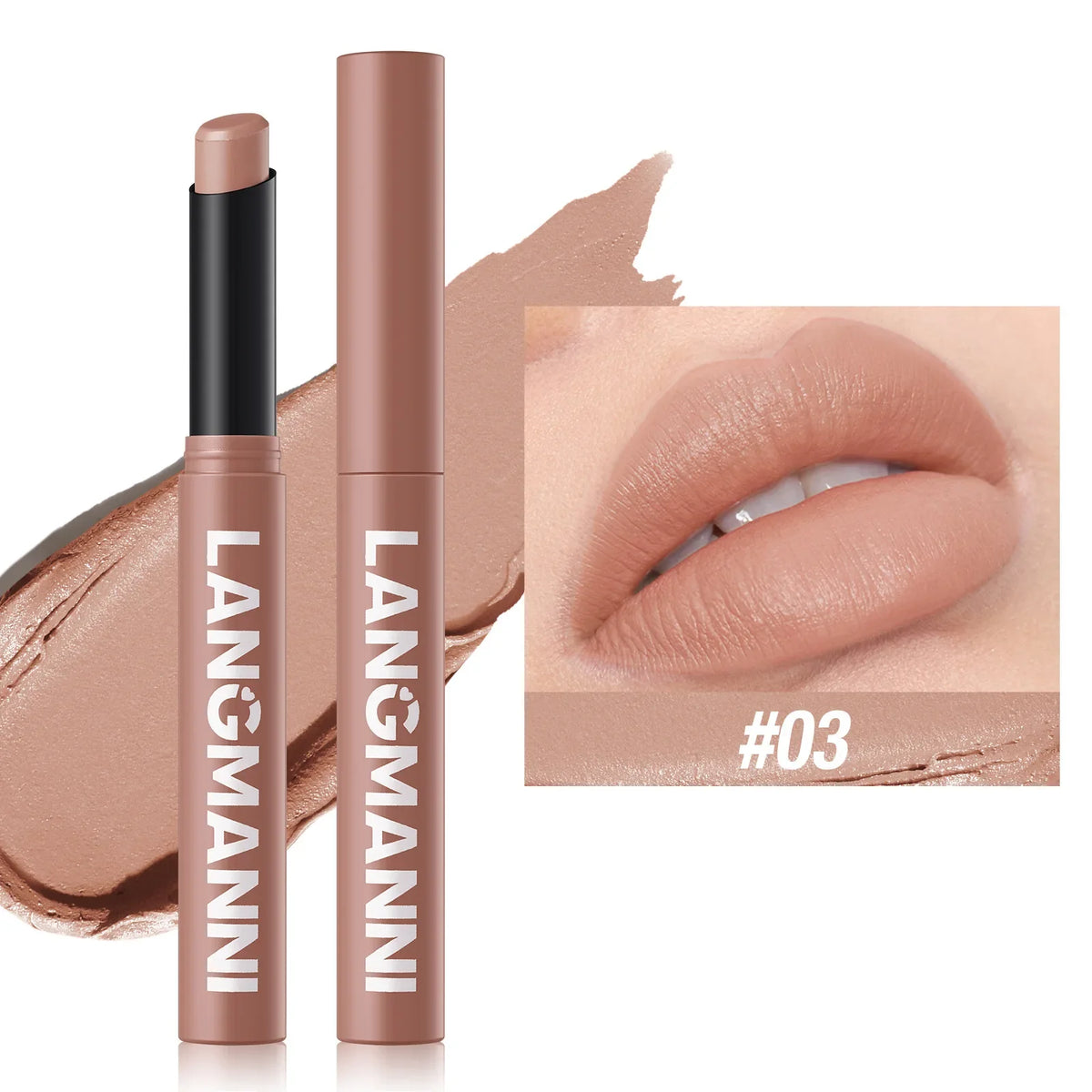 New Rotating Velvet Matte Lipstick Long Lasting Waterproof Lipstick Non-Stick Cup Lip Stain Tint Cosmetics Pencil Liner Makeup HIP 03
