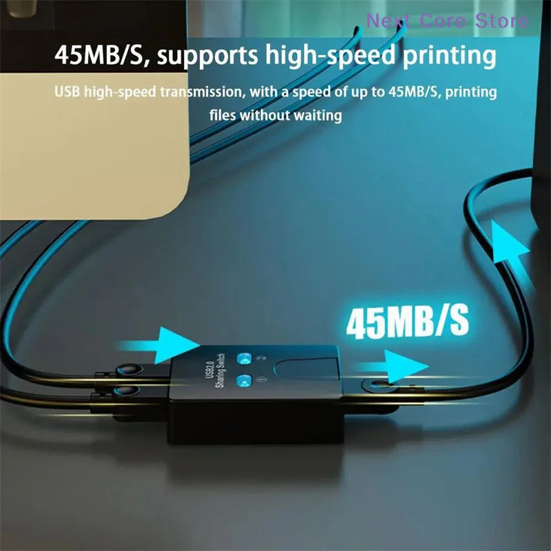 USB 2.0 2-Port Hub Switch – Share Printer Between 2 PCs USB Hub Switch HIP