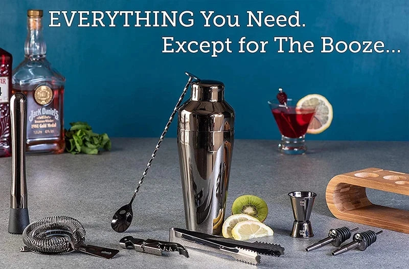 10-Piece Cocktail Bar Set & Mixology Kit with Bamboo Stand Cocktail Bar Set HIP