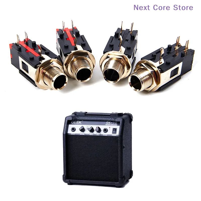 2Pcs 6.35mm 1/4" 5-Pin Female Audio Jack Panel Mount Connector Audio Jack Connector HIP