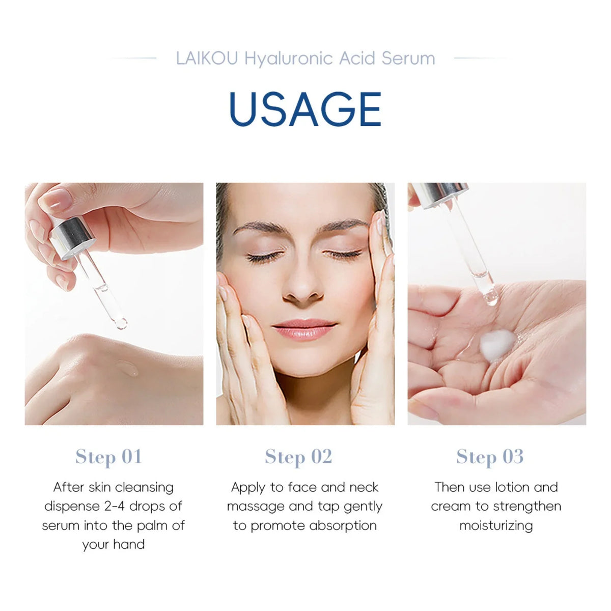 LAIKOU Hyaluronic Acid Face Serum – Hydrate, Firm & Brighten Hyaluronic Acid Serum HIP