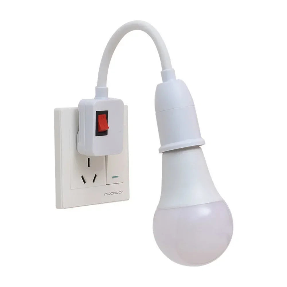 Stainless Steel E27 Lamp Base Flexible Bend Mobile Test Light Socket Light Adapter Plug Switch With On/Off EU US Plug in HIP