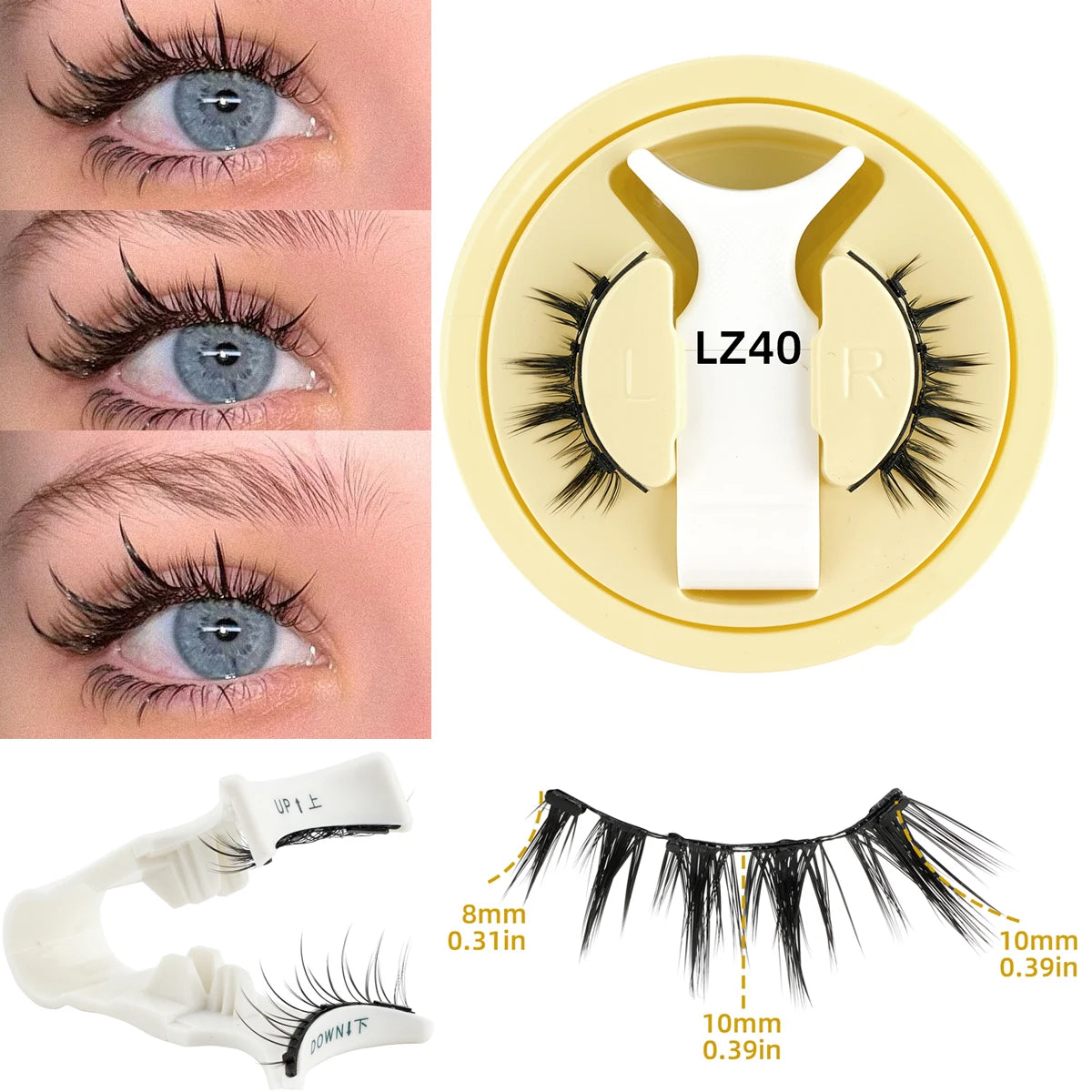 1/2 Pair Reusable Magnetic Eyelashes Tweezers Set Faux Mink Lashes Handmade 3D Natural False Eyelashes and Magnetic Tweezers Set HIP 1 pairs-LZ40