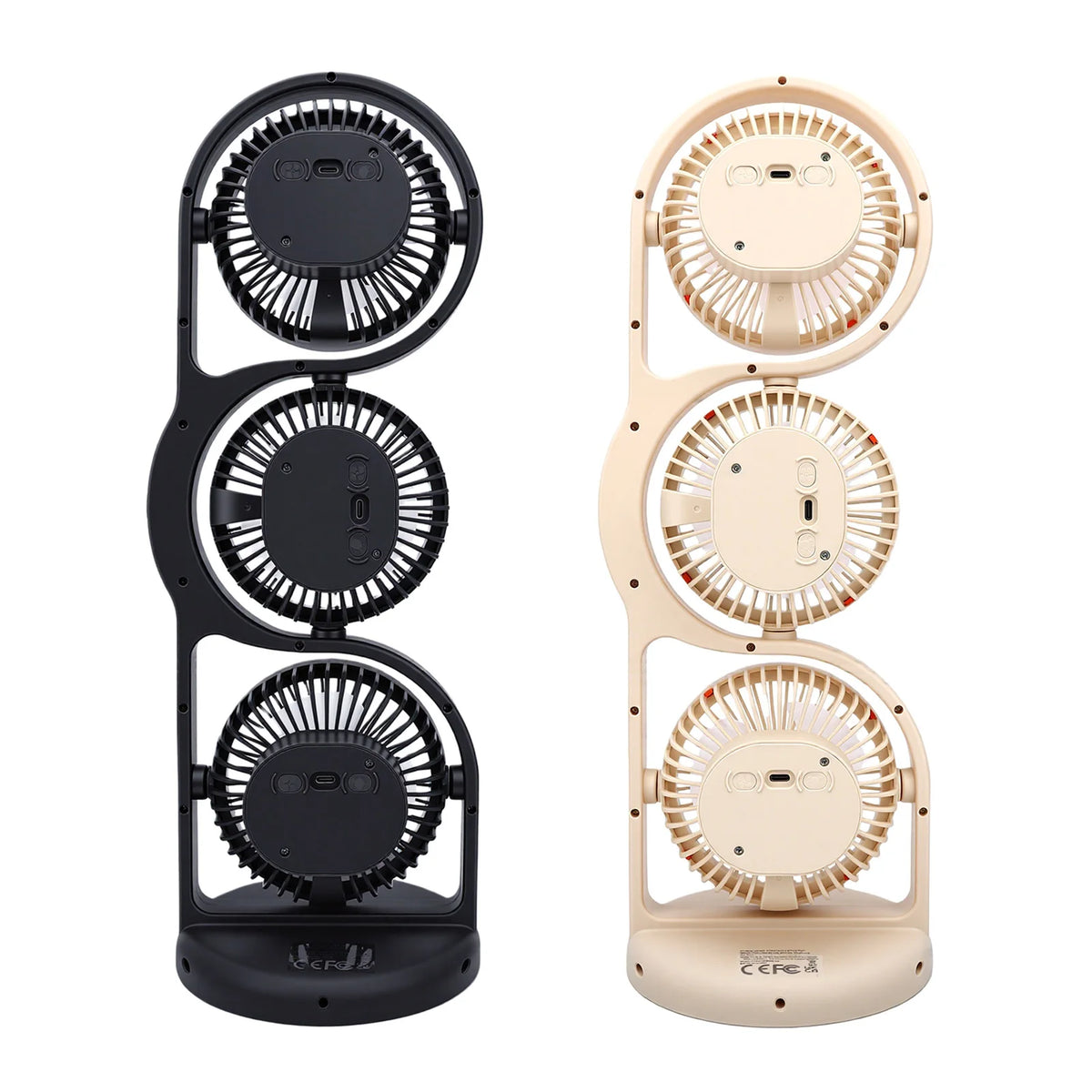 3 Head Fan Desk Fan Desk Fan USB Rechargeable Portable 3 Head Fan with Multiple Speed Settings Light for Study Work Outdoor HIP