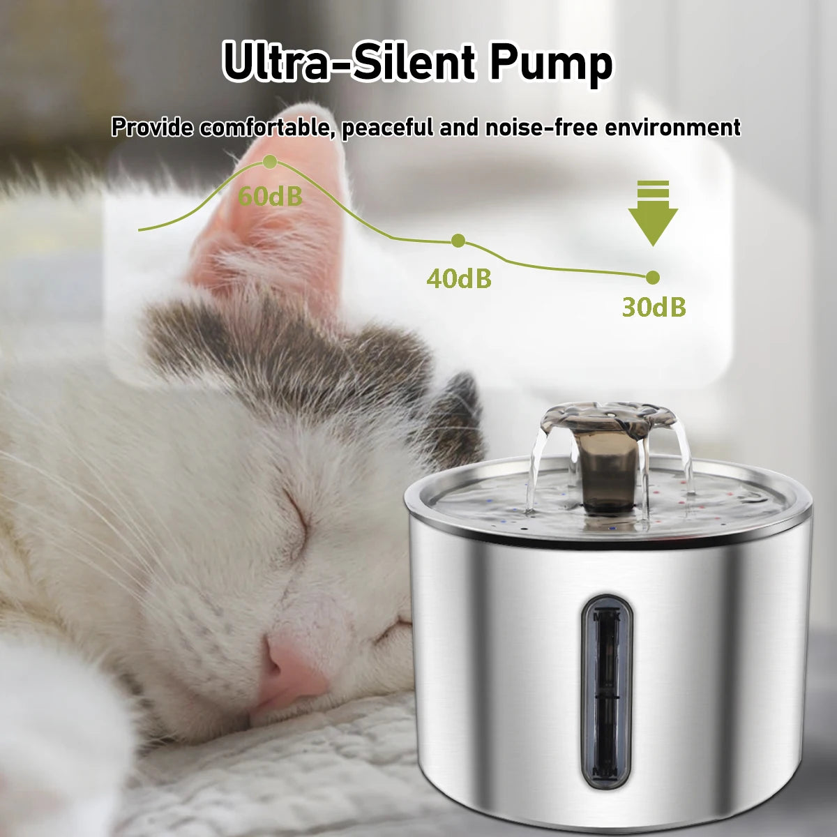 2.5L Stainless Steel Automatic Pet Water Dispenser Fountain For Cats And Dogs Drinking Bowl Easy To Clean Multiple Pets Supplies HIP