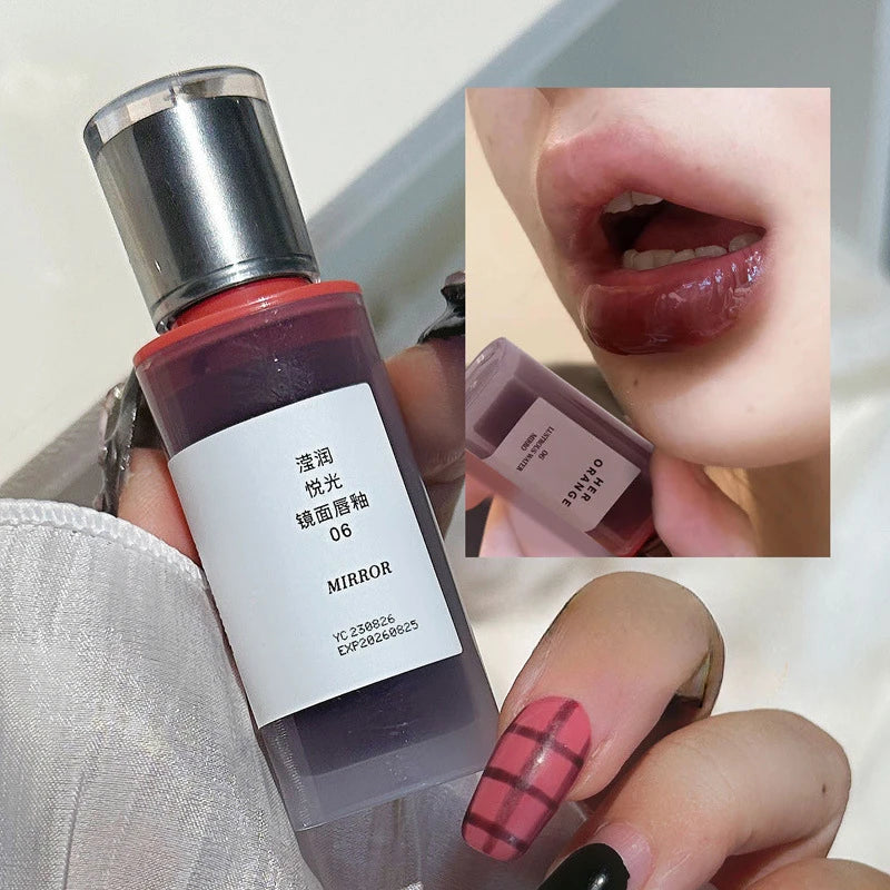 New Jelly Mirror Lip Glaze Transparent Water Glossy Lipgloss Mocha Brown Liquid Lipstick Moisturizing Lasting Red Lip Tint Stain HIP