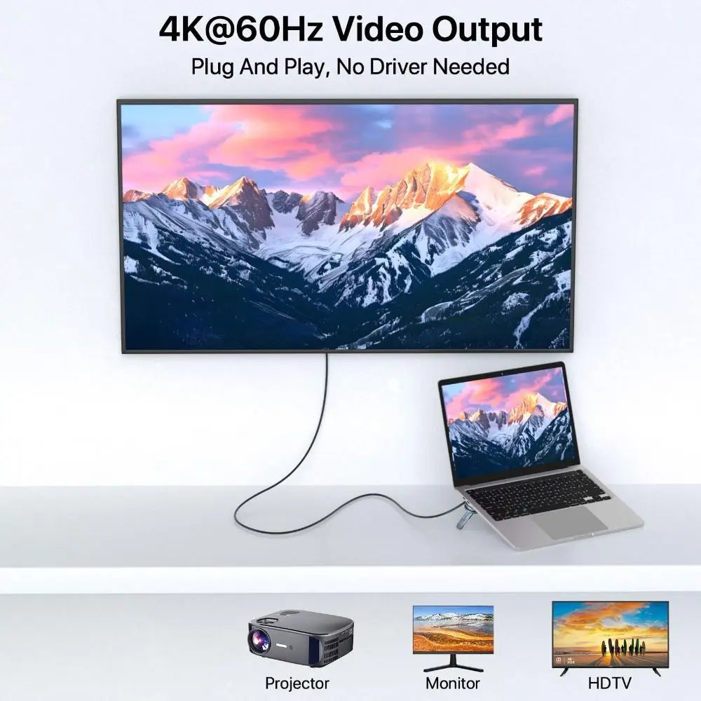 7-in-1 USB-C Laptop Docking Station Stand – 4K & Gigabit USB-C Docking Station HIP