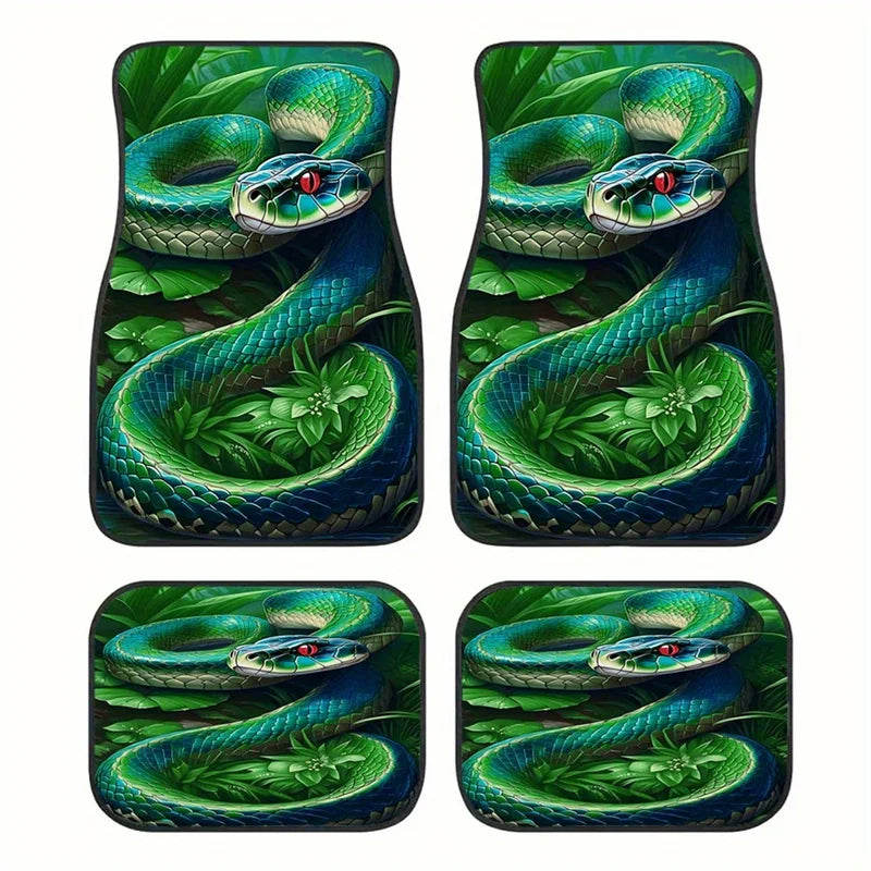 Universal Car Floor Mats – Green Snake Non-Slip & Washable Car Floor Mats HIP black