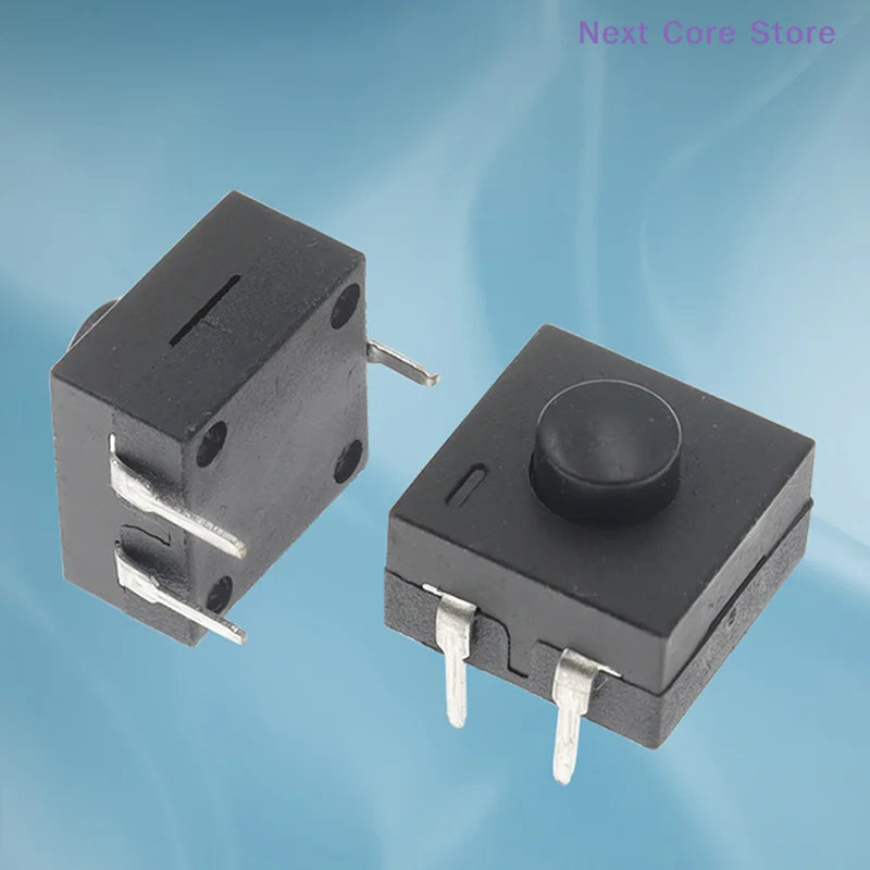 10-Pack 12x12mm Self-Locking Button Switch – 3-Pin 2-ON/1-OFF Electronic Switch HIP