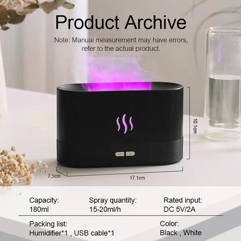 Aroma Flame Diffuser 180ml Ultrasonic Cool Mist Humidifier Aroma Flame Diffuser HIP