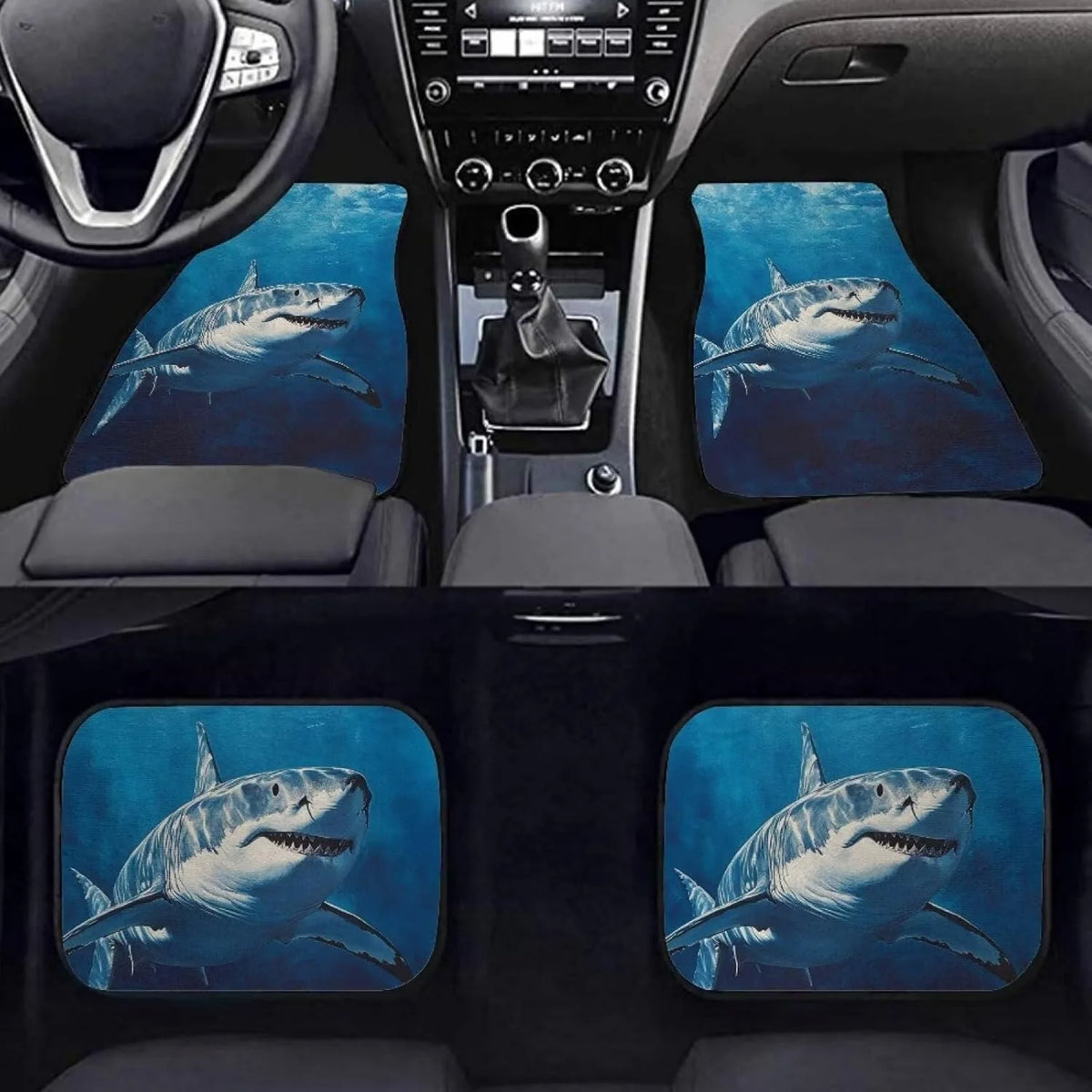 4-Piece Shark Print All-Weather Car Floor Mats – Heavy Duty Car Floor Mats HIP