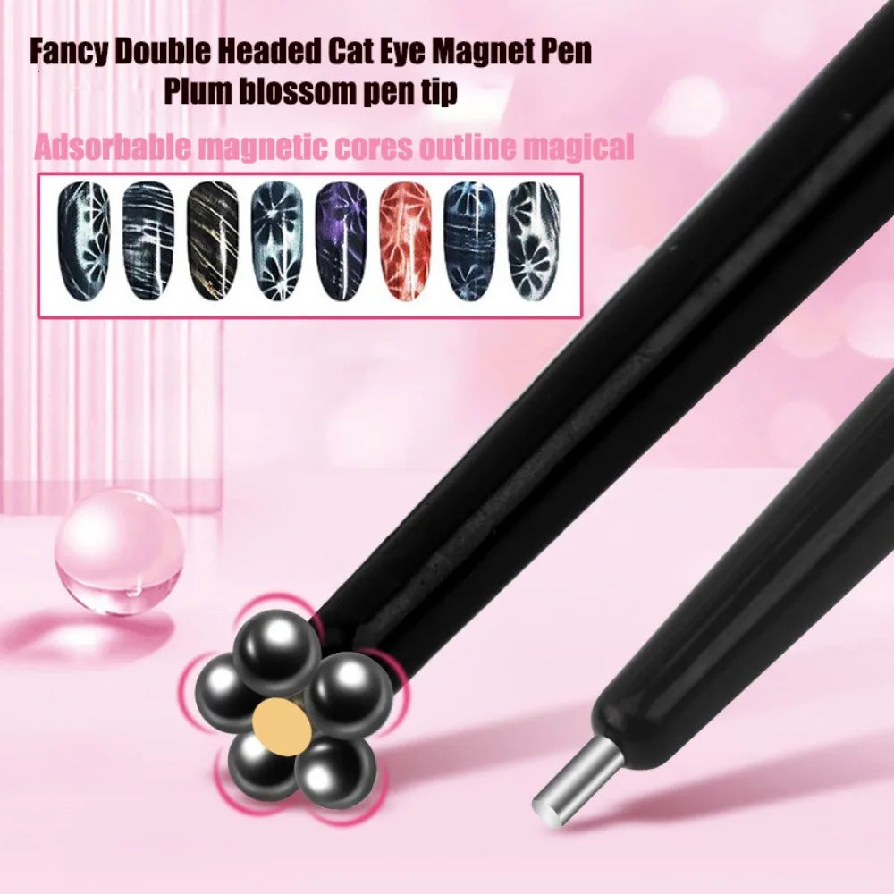 Double Headed Nail Art Magnet Stick Fancy Cat Eyes Magnet for Nail Gel Polish 3d Line Strip Effect Pro Strong Magnetic Pen Tools HIP