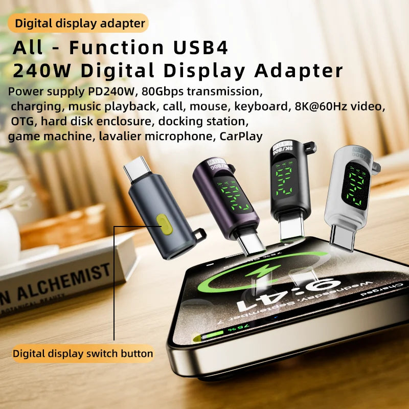 USB 4.0 240W PD Type-C Adapter – 80Gbps 8K@60Hz OTG USB-C OTG Adapter HIP