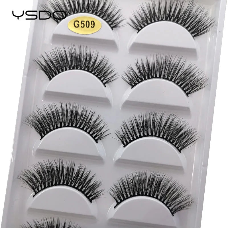 YSDO 3D Faux Mink False Eyelashes – Fluffy Wispy Strip Lashes