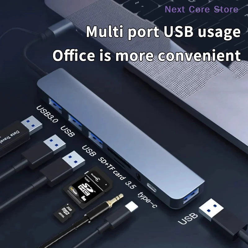 8-in-1 USB-C Hub – Audio Jack, TF Card Reader & USB 3.0 USB-C Hub Adapter HIP