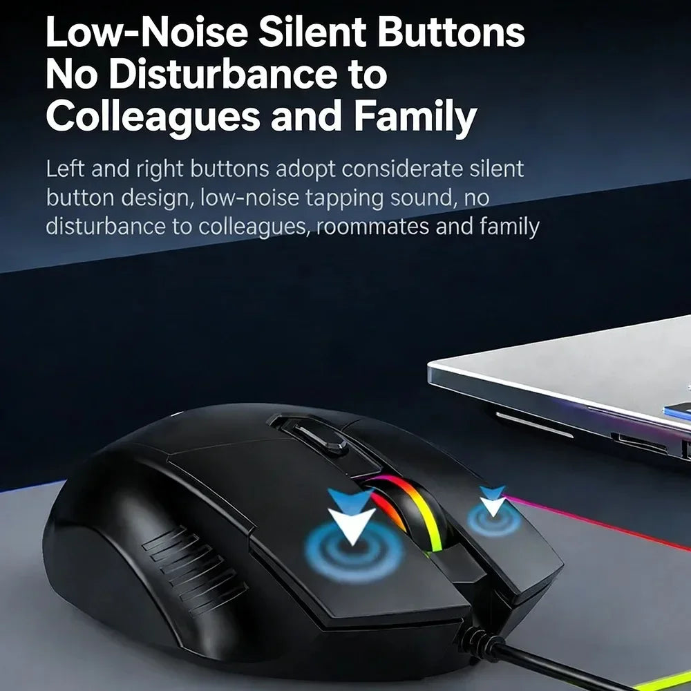 KEBIDUMEI RGB Wired Gaming Mouse – 6 Button, 7200 DPI Silent Wired Gaming Mouse HIP